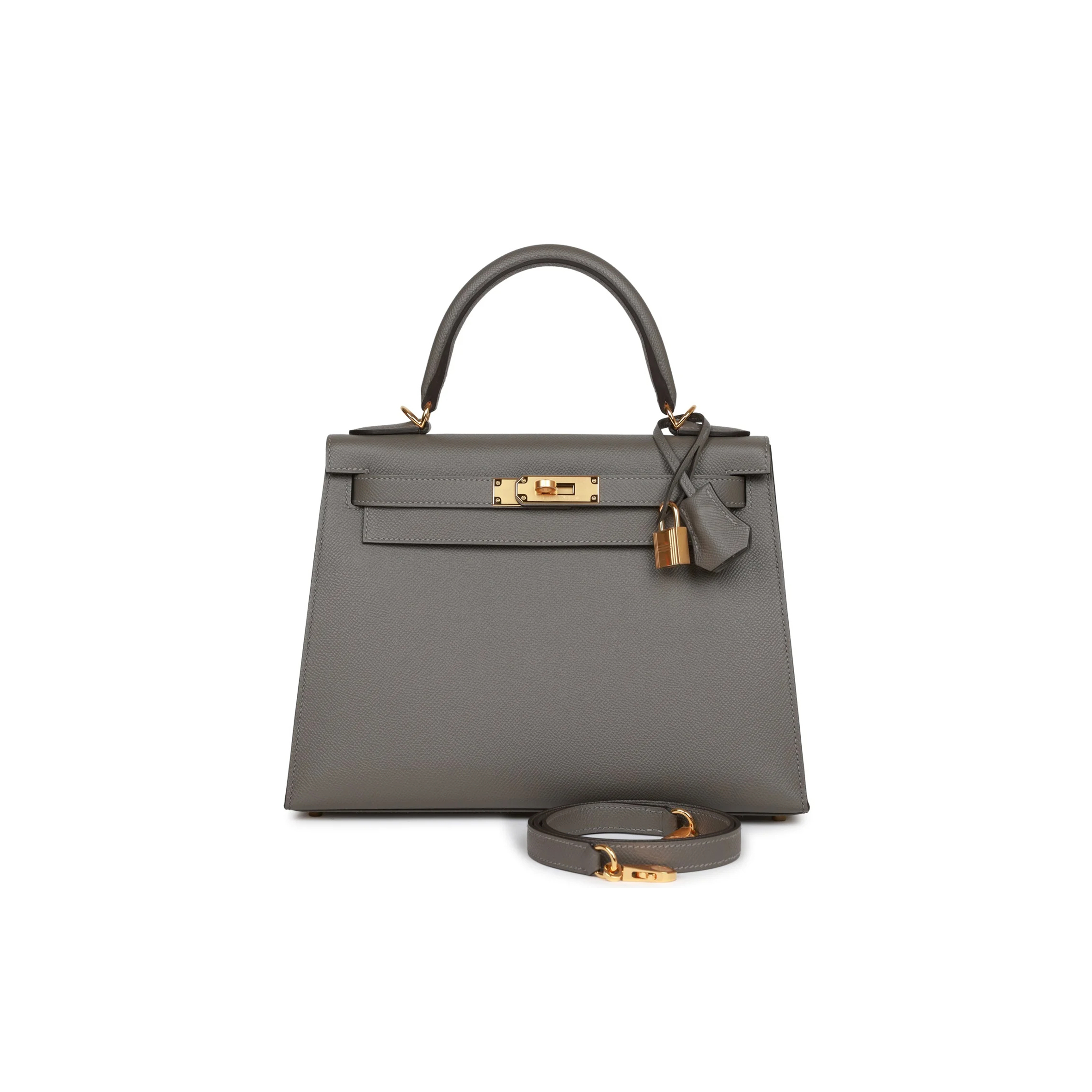 HERMÈS KELLY SELLIER 28 GRIS MEYER EPSOM GOLD HARDWARE (28*22*10cm)